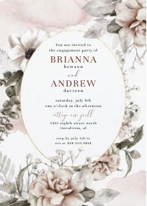 Rose Watercolor and Gold Floral Engagement Party Invitation: Rose Watercolor and Gold Floral Engagement Party Invitation