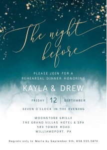 Teal Watercolor Rehearsal Dinner Invitation: Teal Watercolor Rehearsal Dinner Invitation