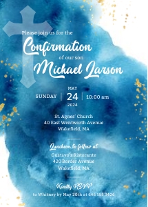 Blue Watercolor Wash Confirmation Invitation: Blue Watercolor Wash Confirmation Invitation