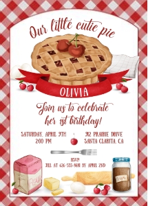 Cherry Cutie Pie Birthday Party Invitation design preview