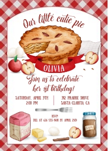 Apple Cutie Pie Birthday Party Invitation design preview