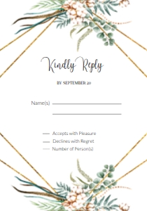 Greenery Wedding RSVP Card GWRC0004: Greenery Wedding Invitation Suite Template GWIT010