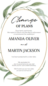 Change of Plans Electronic and Printable  Invitation Template COPEIT004 design preview