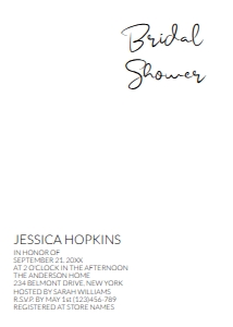 Minimal Calligraphy Printable Bridal Shower MCPBST001: Minimal Calligraphy Electronic Printable Bridal Shower Template MCBST001