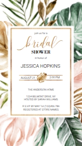 Tropical Summer Electronic Bridal Shower TSEBS007: Tropical Summer Electronic and Printable Bridal Shower Invitation Template TSEBSIT007