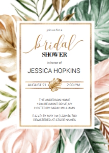 Tropical Summer Printable Bridal Shower TSEBS007: Tropical Summer Electronic and Printable Bridal Shower Invitation Template TSEBSIT007