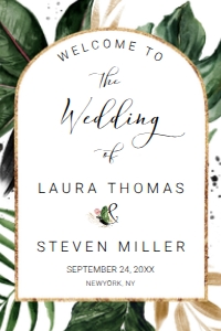 Tropical Leaves Arch Frame Welcome Sign Template 001 design preview