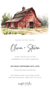 Watercolor Wedding Venue Electronic Invitation 05: Watercolor Wedding Venue Invitation Template 005