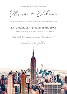 new york city watercolor painting wedding invitation: new york city watercolor painting wedding invitation template 01