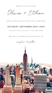 new york city watercolor painting wedding electronic invitation: new york city watercolor painting wedding invitation template 01