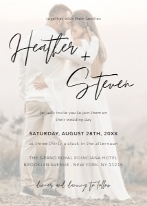 Minimal Calligraphy QR Code Photo Wedding Invitation Template design preview