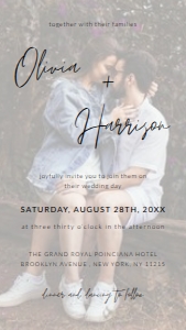 Minimal Calligraphy QR Code Photo Wedding Invitation Template MCPWIT003 design preview
