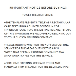 🚨TO GET THE ARCH SHAPE -IMPORTANT NOTICE BEFORE BUYING🚨: Arch Wedding Invitation Template 00004