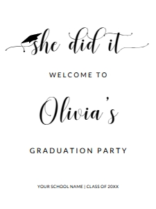 Graduation Welcome Sign 18x24 GWS0002: Graduation Welcome Sign Template 0002