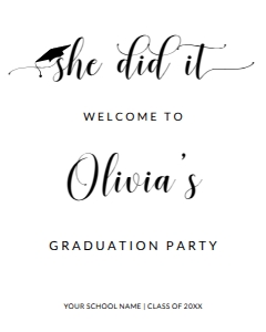 Graduation Welcome Sign 16x20 GWS0002: Graduation Welcome Sign Template 0002