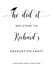 Graduation Welcome Sign 18x24 GWS0006: Graduation Welcome Sign Template 0006