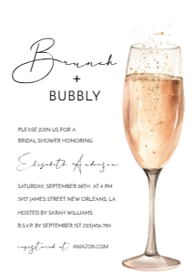 Bridal Shower Invitation 00009: Champagne Bridal Shower Invitation, Mimosa Brunch Invite Template