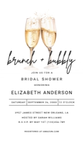 Bridal Shower Electronic Invitation 00010: Printable Brunch and Bubbly Invitation Editable Wedding Shower