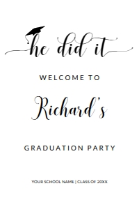 Graduation Welcome Sign 24x36 GWS0006: Graduation Welcome Sign Template 0006