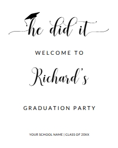 Graduation Welcome Sign 16x20 GWS0006: Graduation Welcome Sign Template 0006