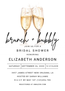 Bridal Shower Invitation 00010: Printable Brunch and Bubbly Invitation Editable Wedding Shower