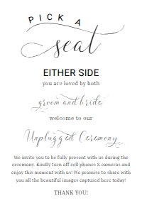 Pick A Seat  Either Side Sign 001 design preview