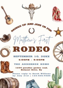 First Rodeo Birthday Party Invitation: First Rodeo Birthday Invitation Template