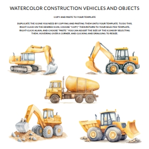 Construction Vehicles and Objects: Construction Birthday Party Invitation Template