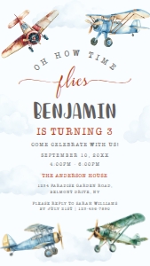 Airplane Birthday Invitation Template design preview
