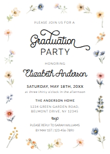 Wildflowers Graduation Invitation 001: Wildflowers Graduation Invitation Template 001