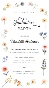 Wildflowers Graduation Electronic Invitation: Wildflowers Graduation Invitation Template 001