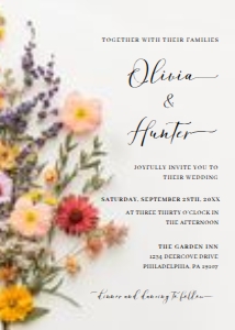Elegant Pressed Flowers Wedding Invitation Suite Template design preview