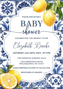 Lemon Baby Shower Invitation Template design preview