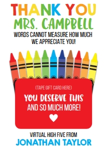 Teacher Thank you gift card: Teacher TY Gift Card
