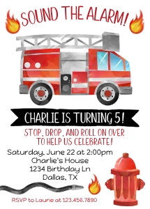Fire Truck Alarm Birthday design preview