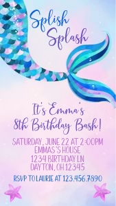 E Mermaid Birthday Invitation design preview