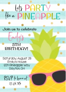Pineapple Aqua Stripe Invitation design preview