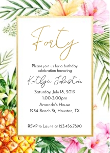 Tropical PIneapple Birthday Invitation design preview
