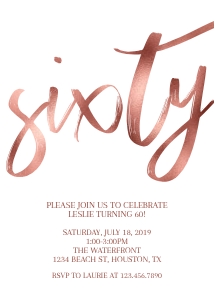 Rose Gold 60 Birthday Invitation design preview