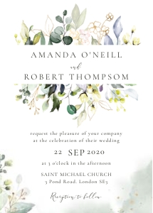 flora-stat-06-02 | 5x7" Greenery Wedding Invitation: flora-stat-06-02-set | Rustic Wedding Invitation Set