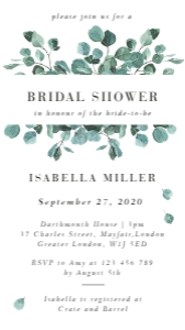 Luisa | Eucalyptus bridal shower evite: luisa-evite-23-03 | Eucalyptus Bridal Shower Electronic Invitation