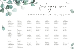 Luisa | Seating Chart alphabetic landscape 36 x 24 ": luisa-stat-23-08 | Seating Chart