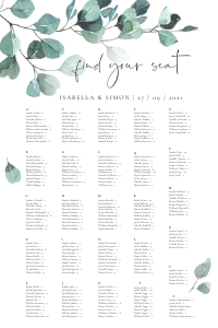 Luisa | Seating Chart alphabetic portrait 24 x 36 ": luisa-stat-23-08 | Seating Chart
