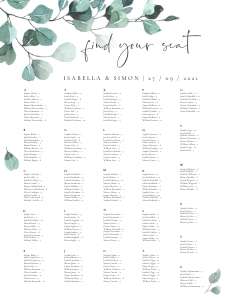 Luisa | Seating Chart alphabetic portrait 18 x 24 ": luisa-stat-23-08 | Seating Chart