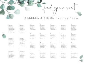 Luisa | Seating Chart alphabetic landscape 24 x 18 ": luisa-stat-23-08 | Seating Chart