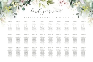 Flora | Seating Chart landscape 36 x 24 ": flora-stat-06-08 | Seating chart