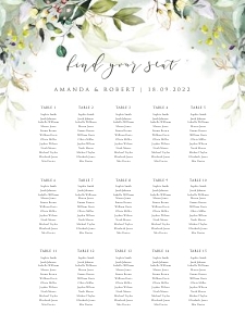 Flora | Seating Chart 18 x 24 ": flora-stat-06-08 | Seating chart