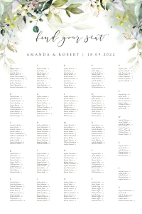 Flora | Seating Chart alphabetic portrait 24 x 36 ": flora-stat-06-08 | Seating chart