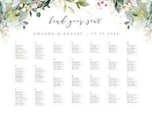 Flora | Seating Chart alphabetic 24 x 18": flora-stat-06-08 | Seating chart