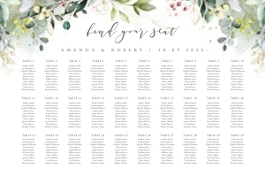 Flora | Seating Chart landscape 30 x 20 ": flora-stat-06-08 | Seating chart
